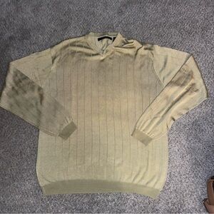 Vintage Bachrach Sweater COOGI style Rayon Size Large Gold Shiny V Neck 80s 90s